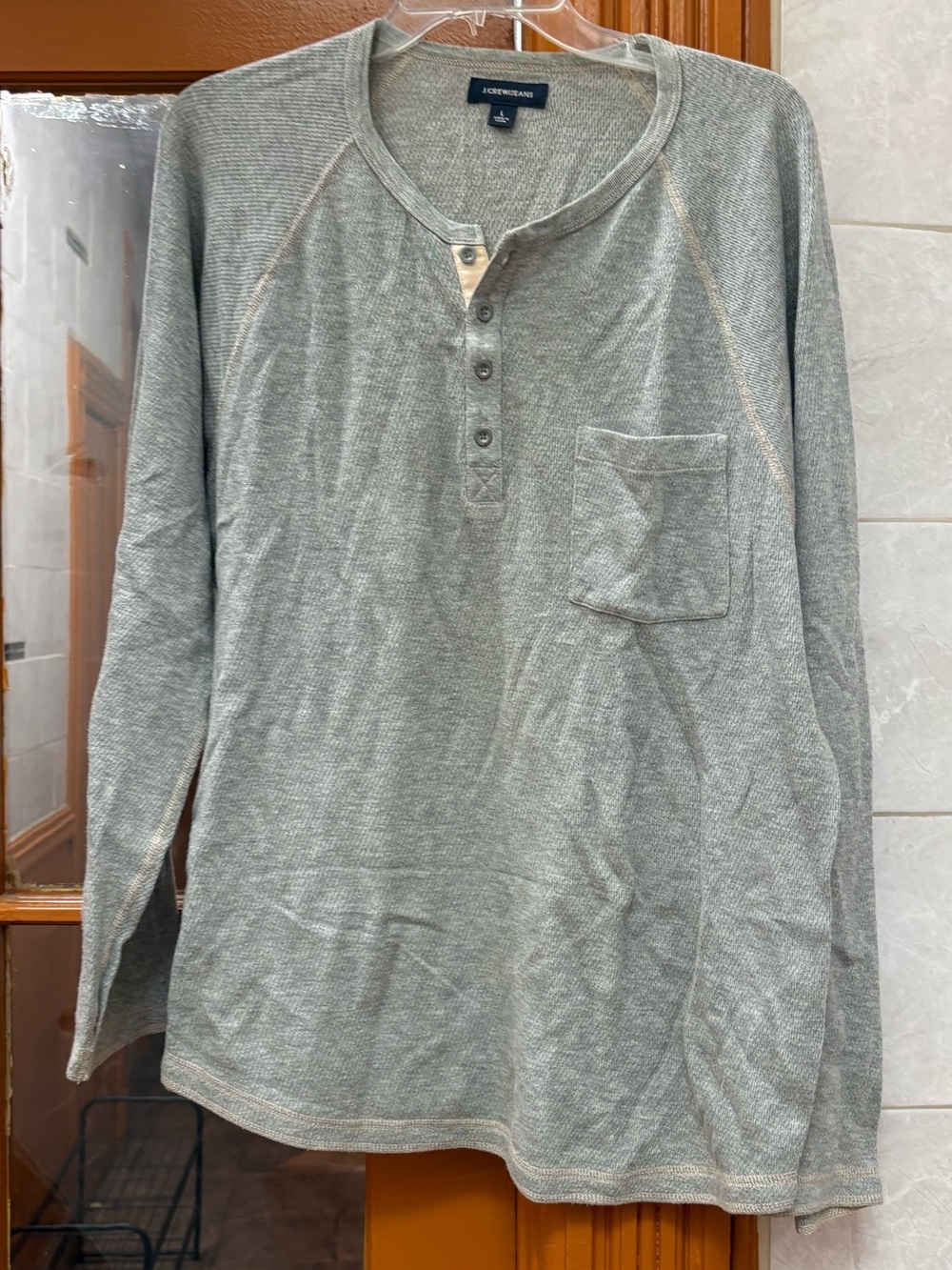J. Crew Men's Heather Gray Long-Sleeve Henley